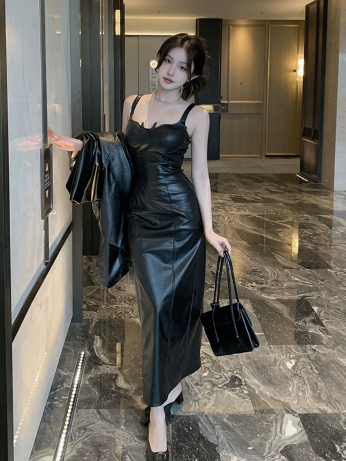 Out of the ordinary leather dress CBC1360 images